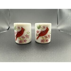 Vintage 1977•Cardinal Bird •Candlestick🕯Holder set •Holiday•Spencer Gifts Japan